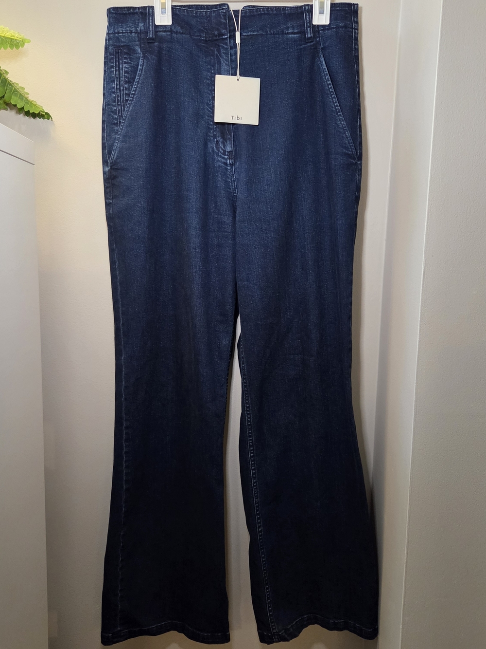 NWT Tibi Fall Denim Classic Indigo Barry Jeans Flared Leg Japanese Denim Size 30 - Picture 4 of 10
